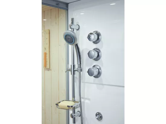 Combi Sauna Douche Hammam Boreal® SH180-G Blanc Gauche
