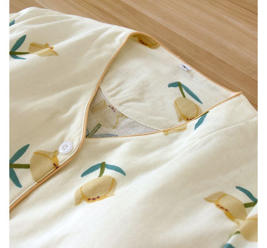 Somnus - Zwangerschapspyjamaset: top met lange mouwen en print + broek