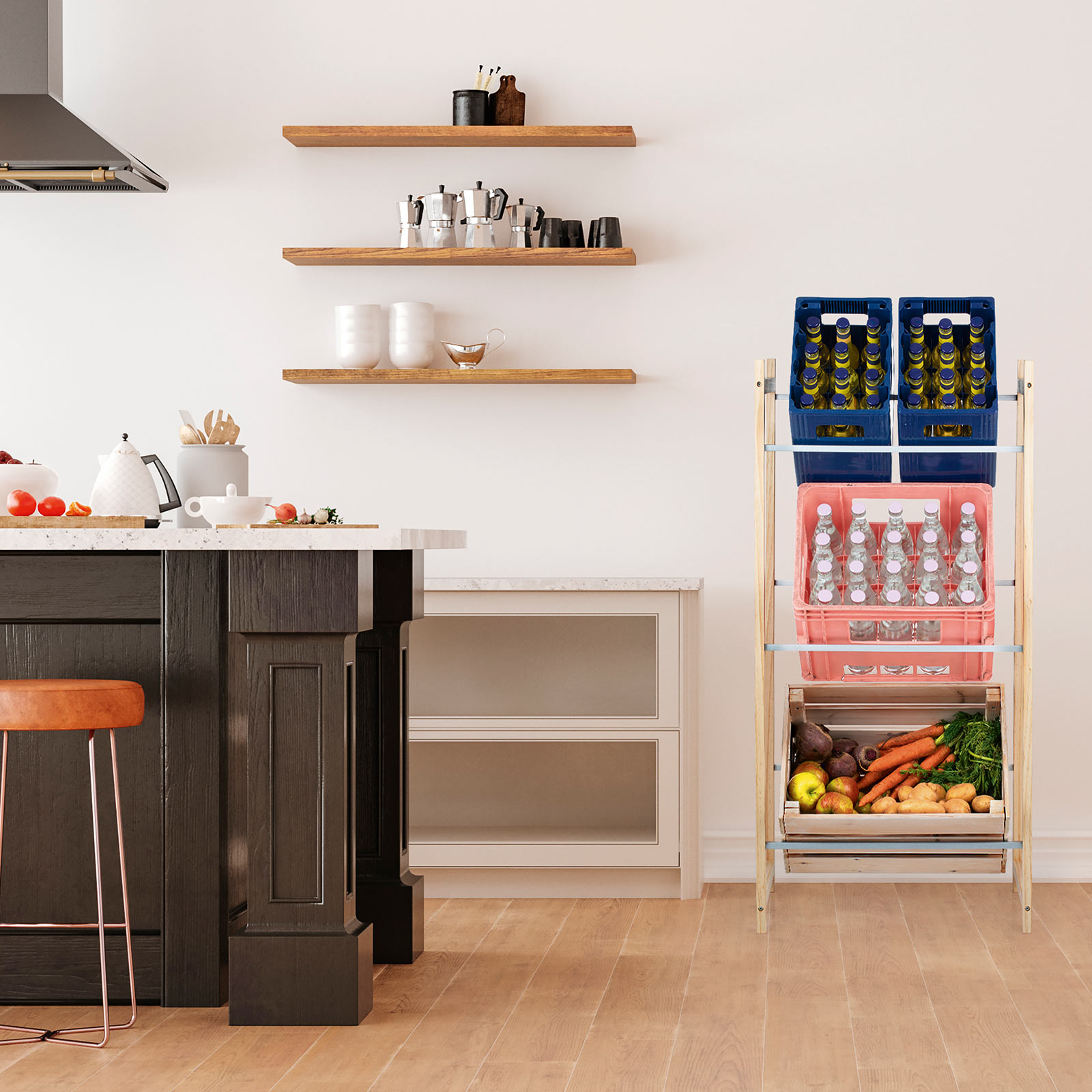 EASYmaxx Getränkekisten-Regal - Kiefernholz - 115 cm
