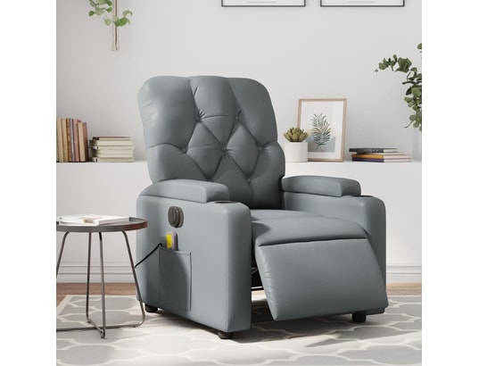 VIDAXL - Fauteuil de massage inclinable électrique gris similicuir