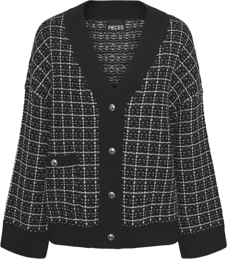 Pieces PCNILJA KNIT SHACKET PA BC Black/white and silver lurex
