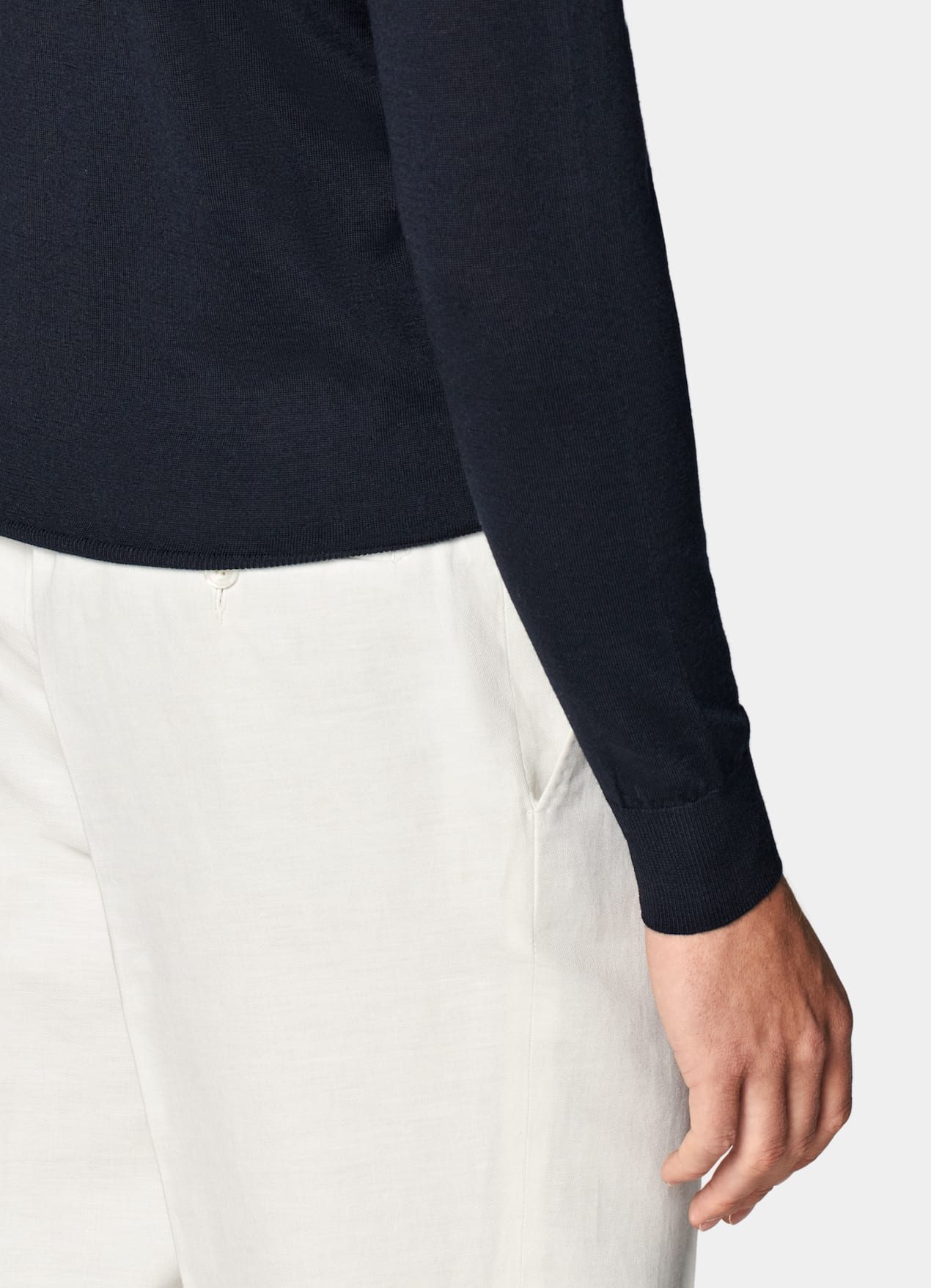 Polo manches longues Merino bleu marine
