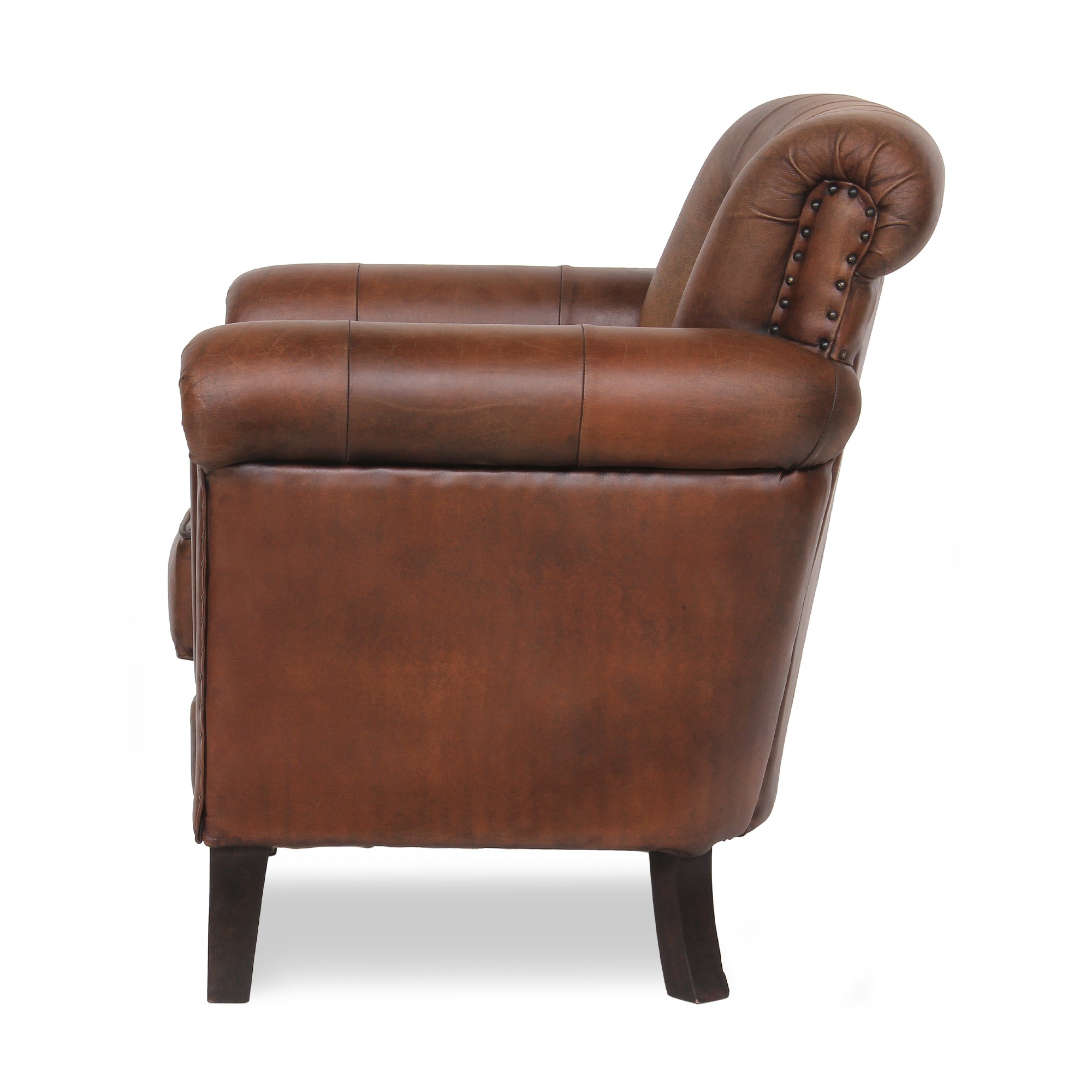 Ledersessel 'Chest' mit Armlehnen, braun, T 86 cm, B 88 cm, H 94 cm von fischer's lagerhaus