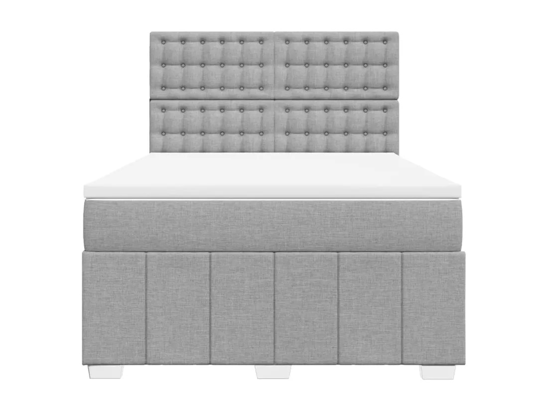 Sommier à lattes de lit avec matelas Gris clair 160x200cm Tissu