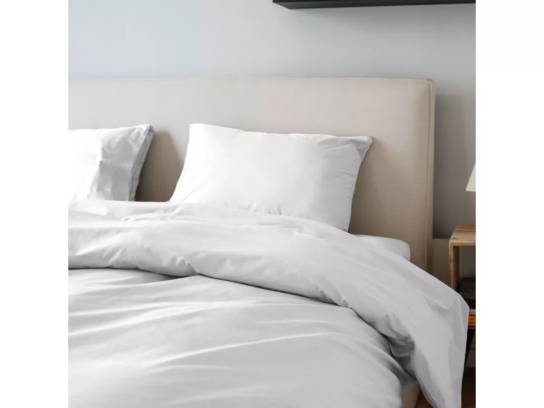 Taie d'Oreillers 65x65 cm - Blanc - 100% percale de coton - Morphea