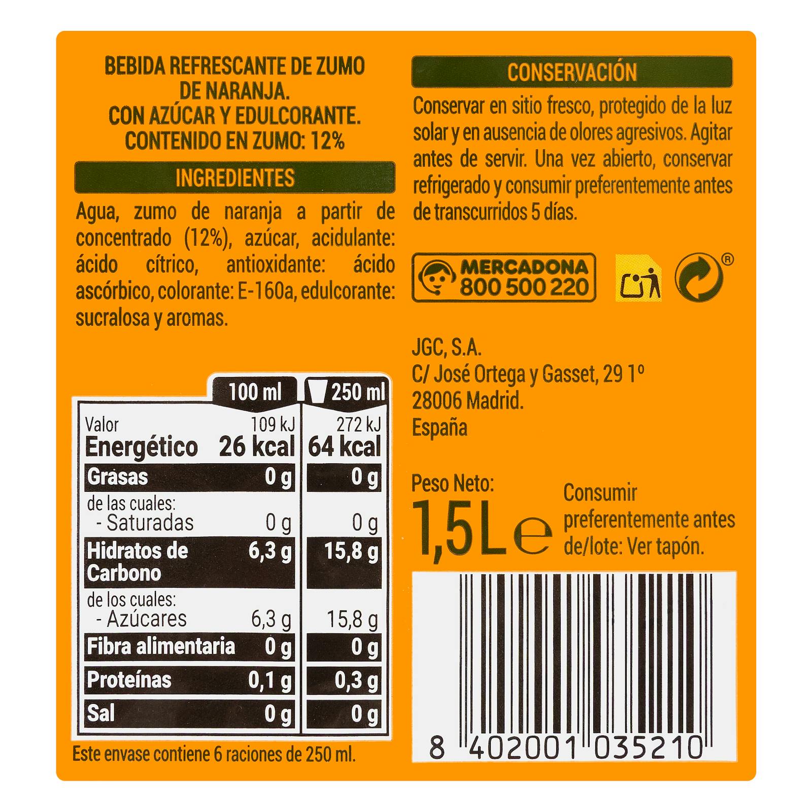 Soda à l'orange Hacendado