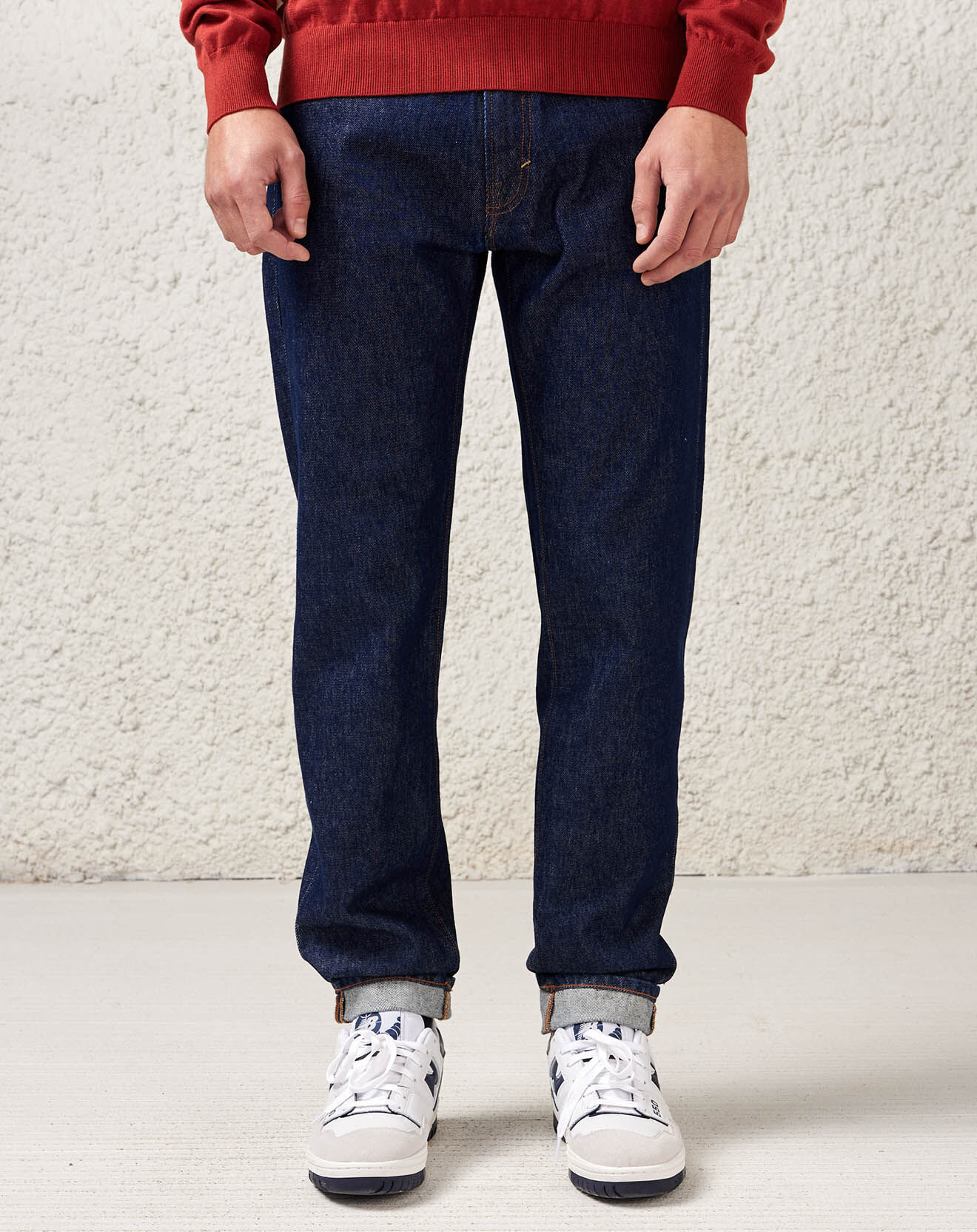 Bellerose Jean slim en Toile de Coton organique Peeg bleu foncé