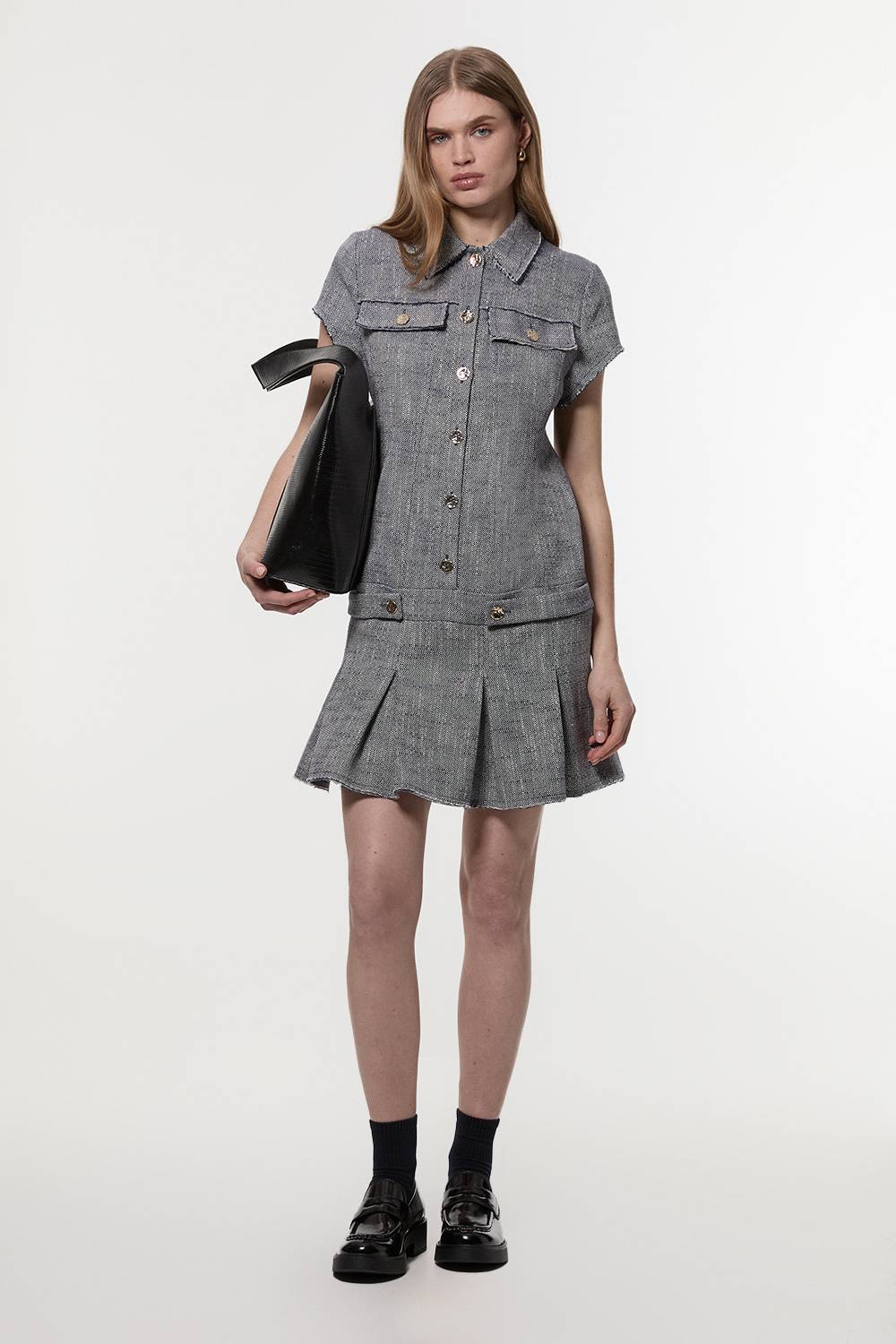 KarenMillen Petite robe mini ajustée en tweed de printemps