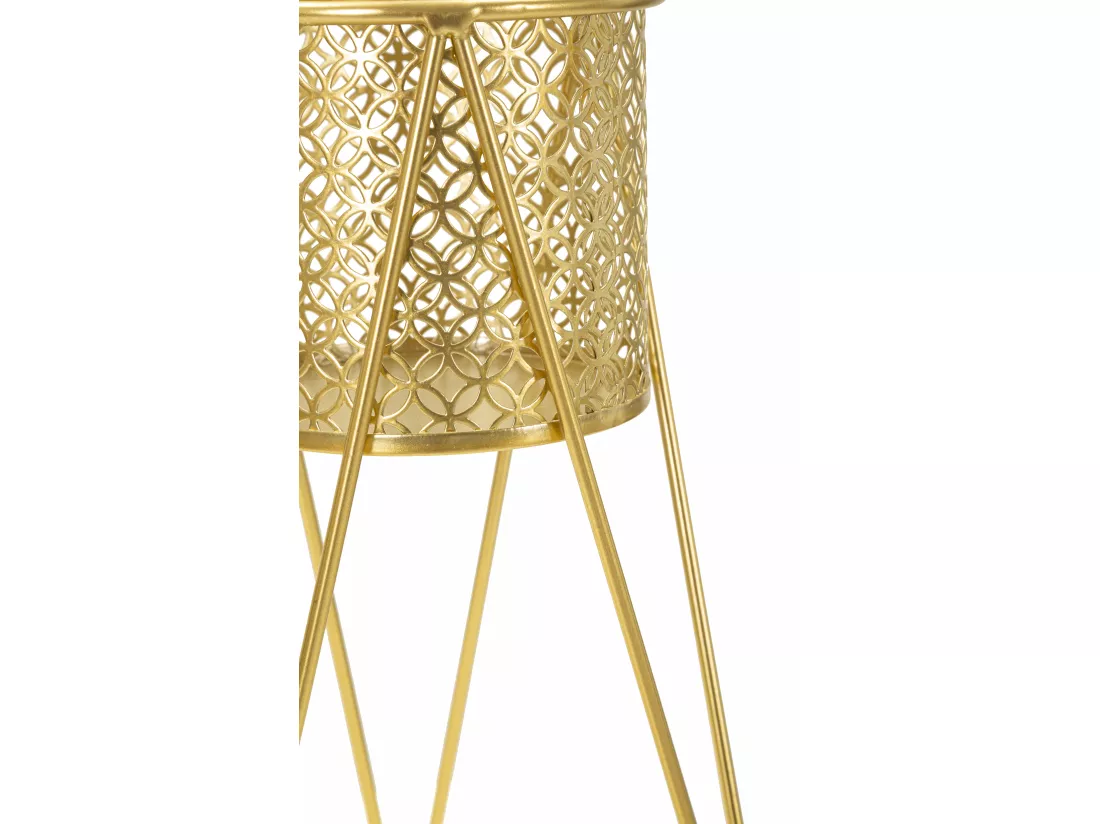Lot de 2 porte-vases en métal doré 21x20x46-18x18x32 cm