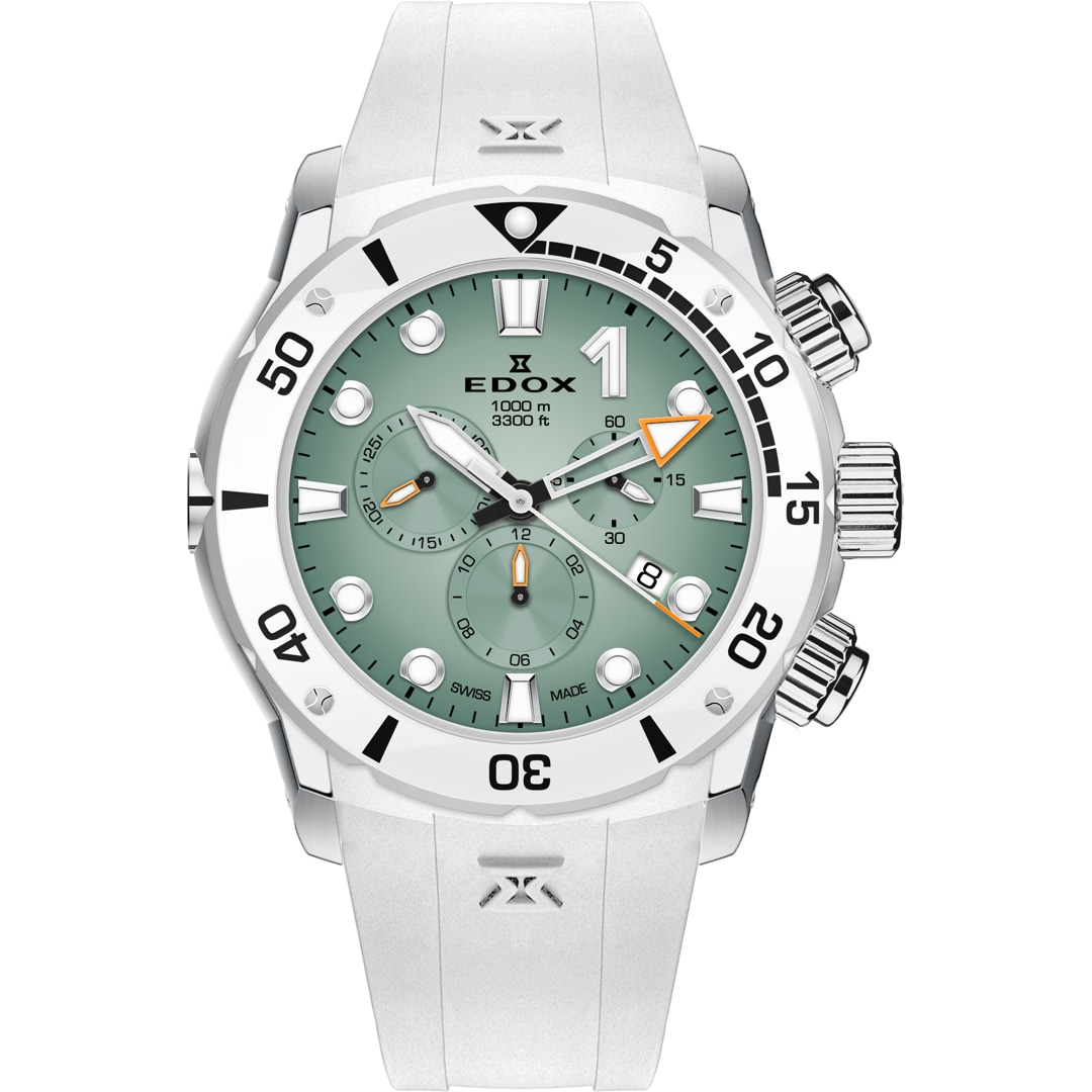 Edox CO-1 Chronograph Titanium Weiss / Grün