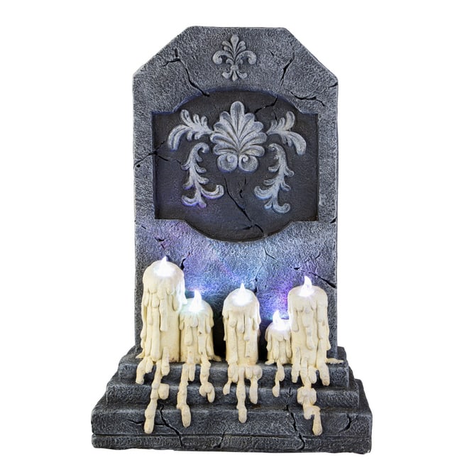 Deko-Grabstein mit LED Kerzen - ca. 39 x 18 x 57 cm