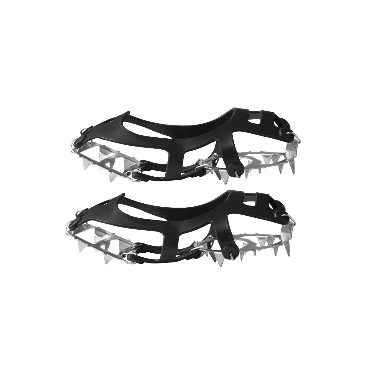 1 par anti-skli 18 tenner stegjern isjukser, isgripere for klatrevandring Sort M / 34-40