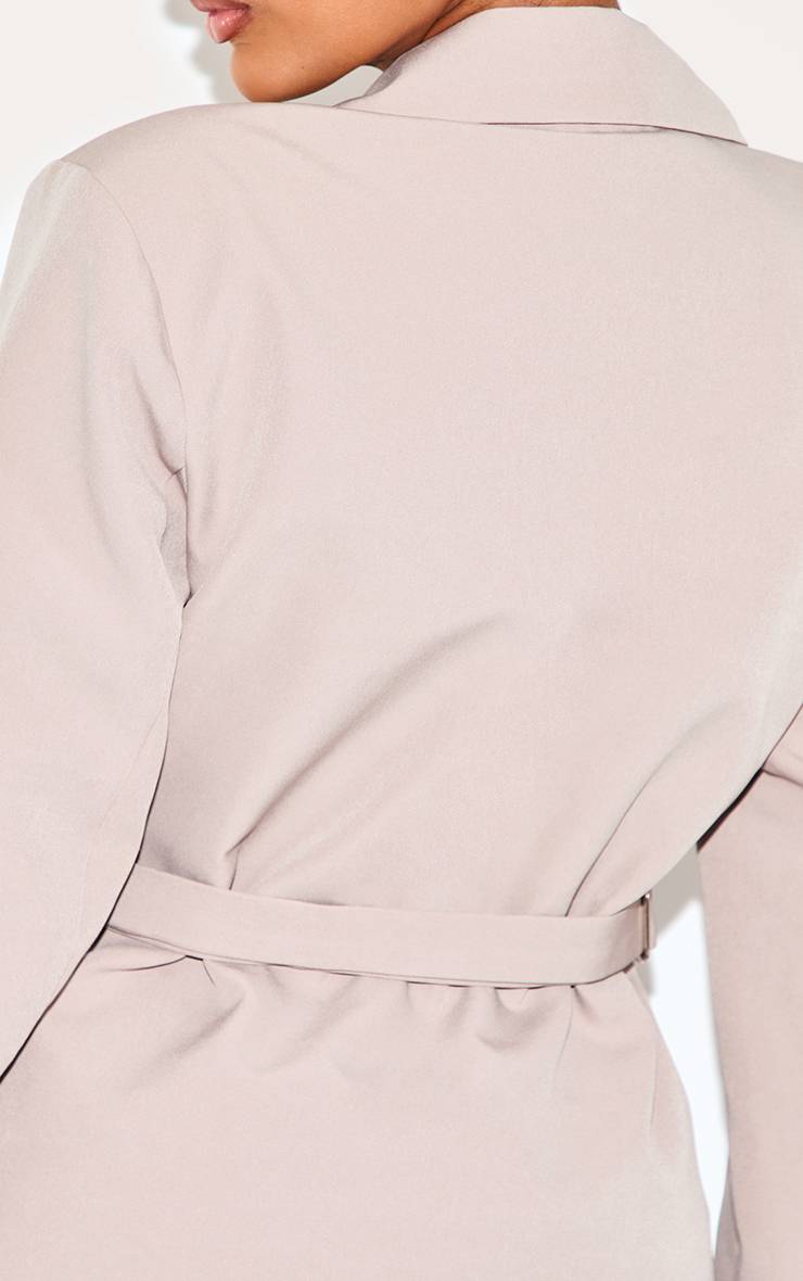 Taupe Blazer Ajusté Asymétrique Croisé Avec Taille Ajustable Shape