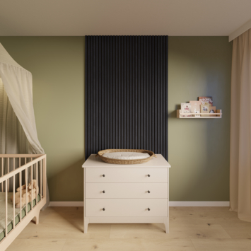 Kleurstaal lattenwand Decowall Acoustic lava eiken 18x30 cm