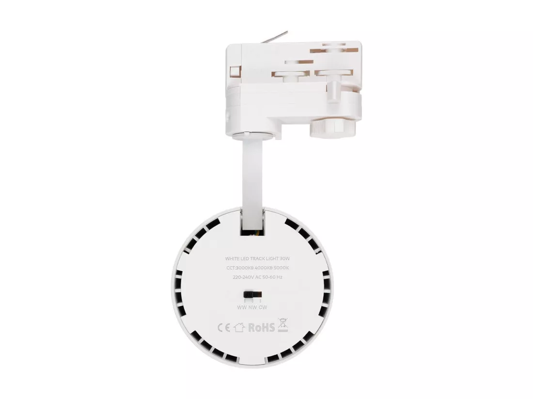Spot LED sur Rail Triphasé 40W d'Angelo CCT LIFUD Blanc Sélectionnable (chaud-neutre-froid)
