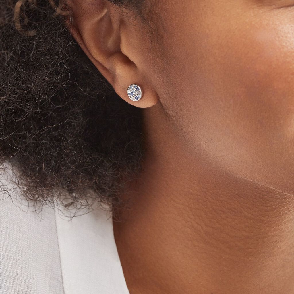 Boucles D'oreilles Puces Nelig Argent Blanc Oxyde De Zirconium