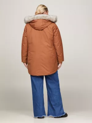 Parka acolchoada com capuz e forro de pele sintética Curve