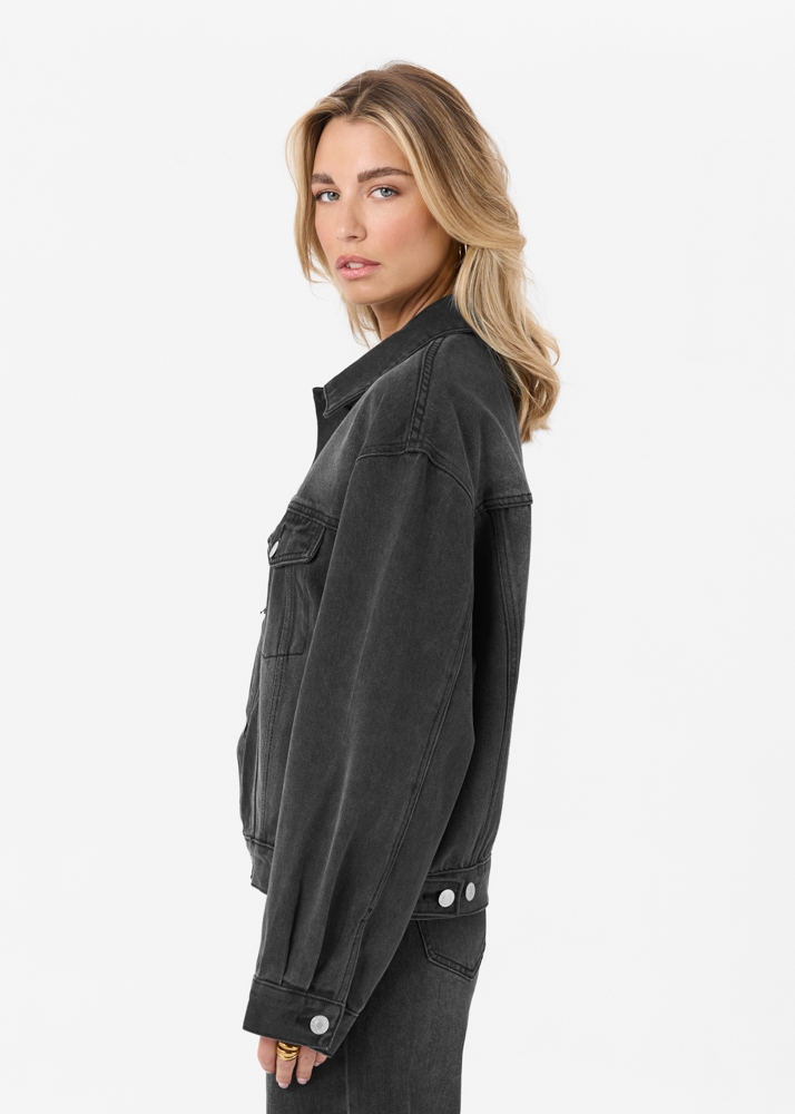 Boxy denim jacket iron zwart
