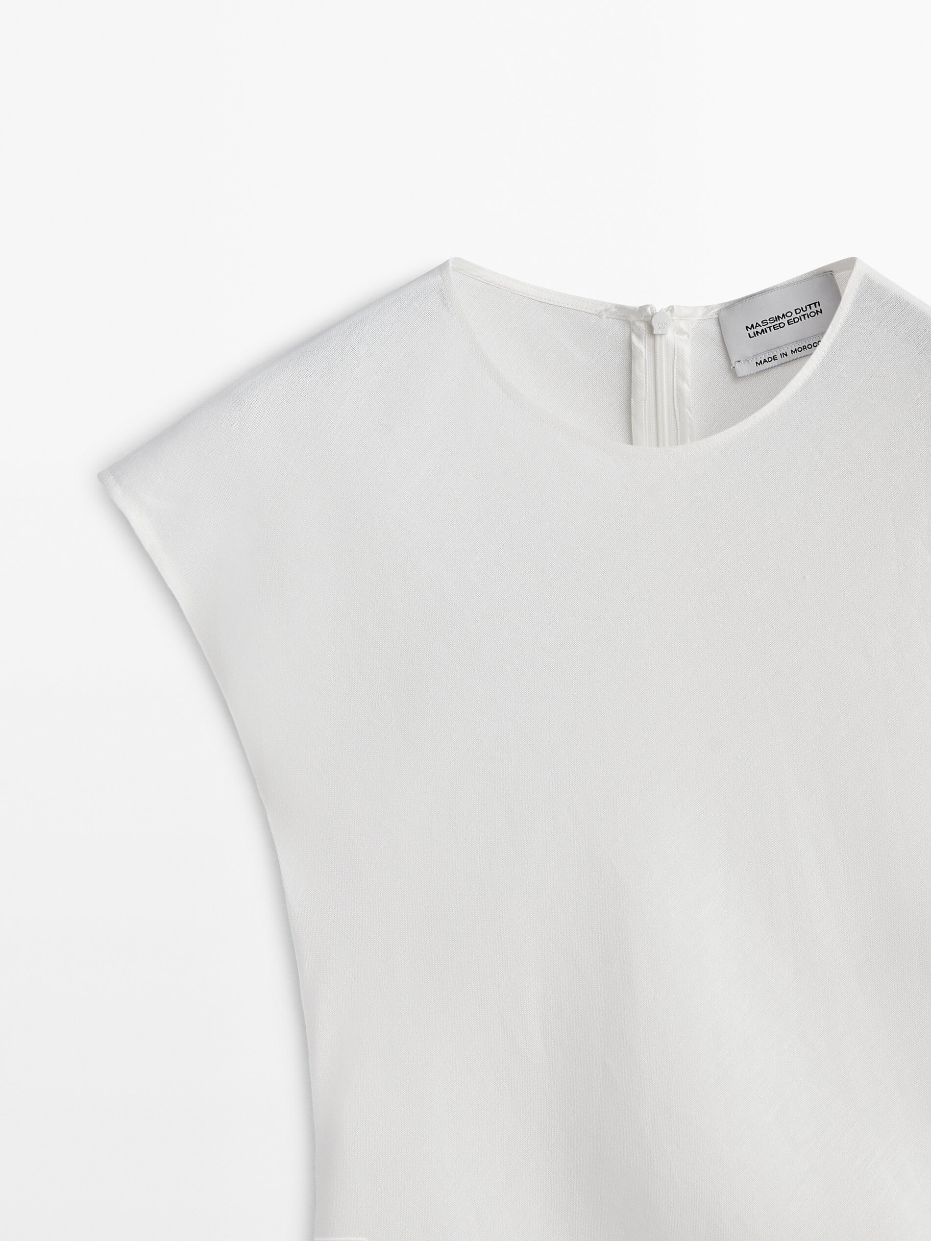 Camisa de linho com detalhes em nude - BRANCA