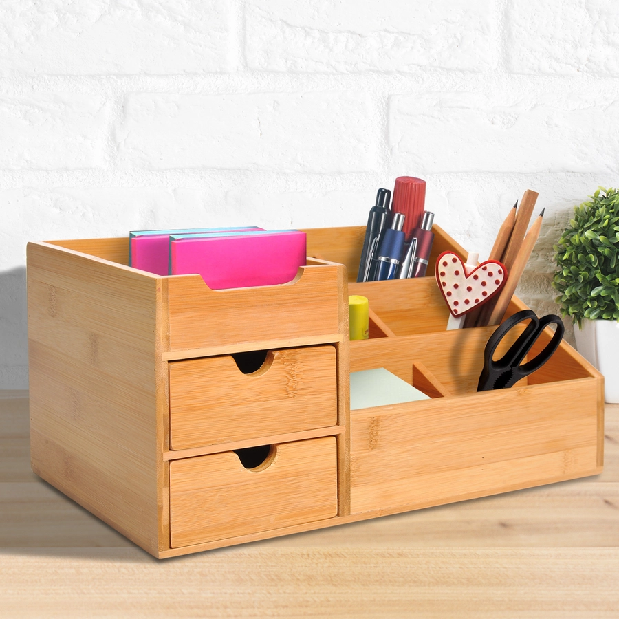 HOMCOM Schreibtischorganizer mit 2 Schubladen natur