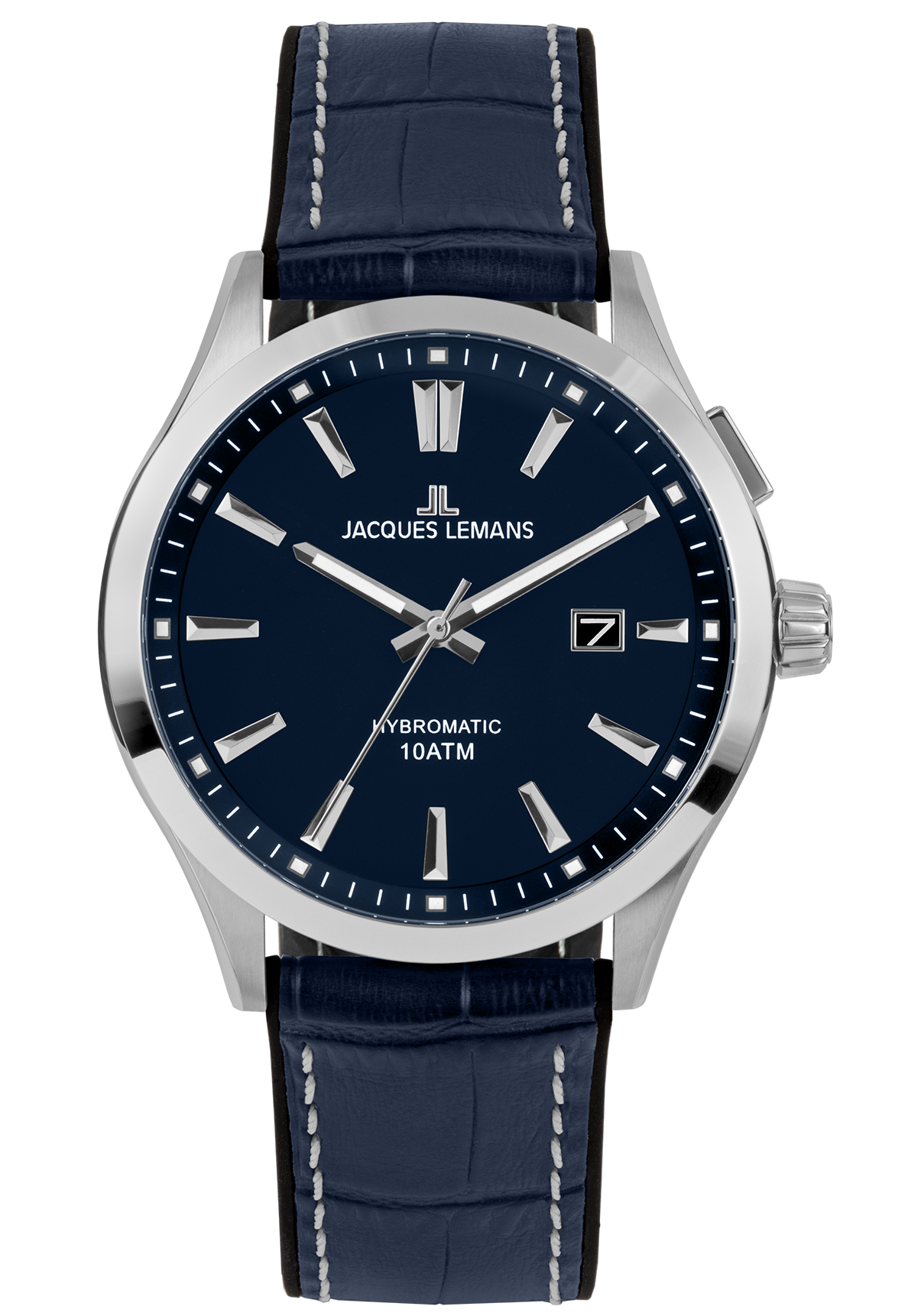 Jacques Lemans Herrenuhr Hybromatic Leather blue 1-2130C