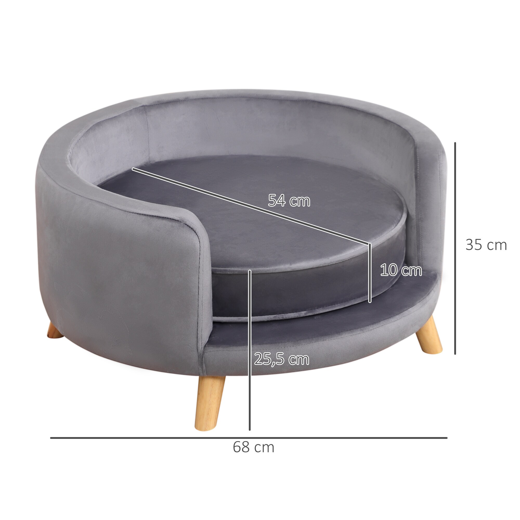 PawHut Hundebett mit Holzbeine grün 68L x 68B x 35Hcm