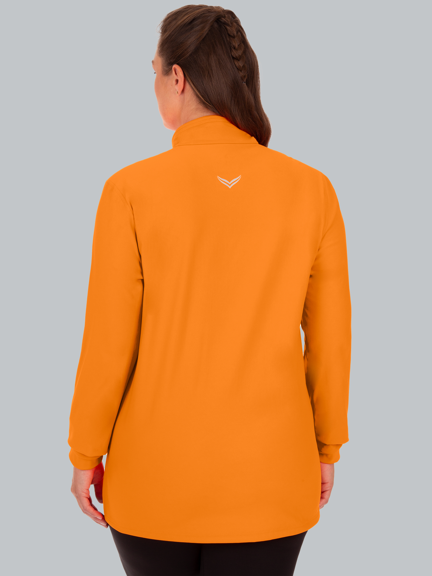 Langärmeliges Sportshirt mit Reißverschluss Leuchtorange