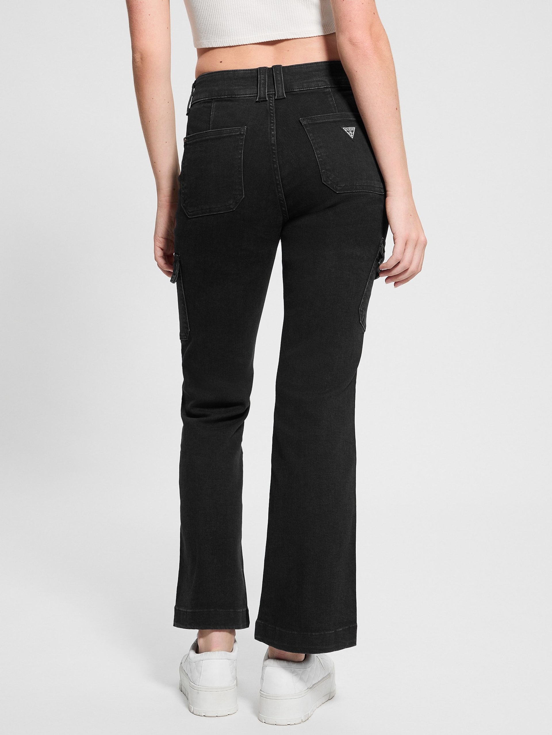 Calça jeans cargo mini bootcut