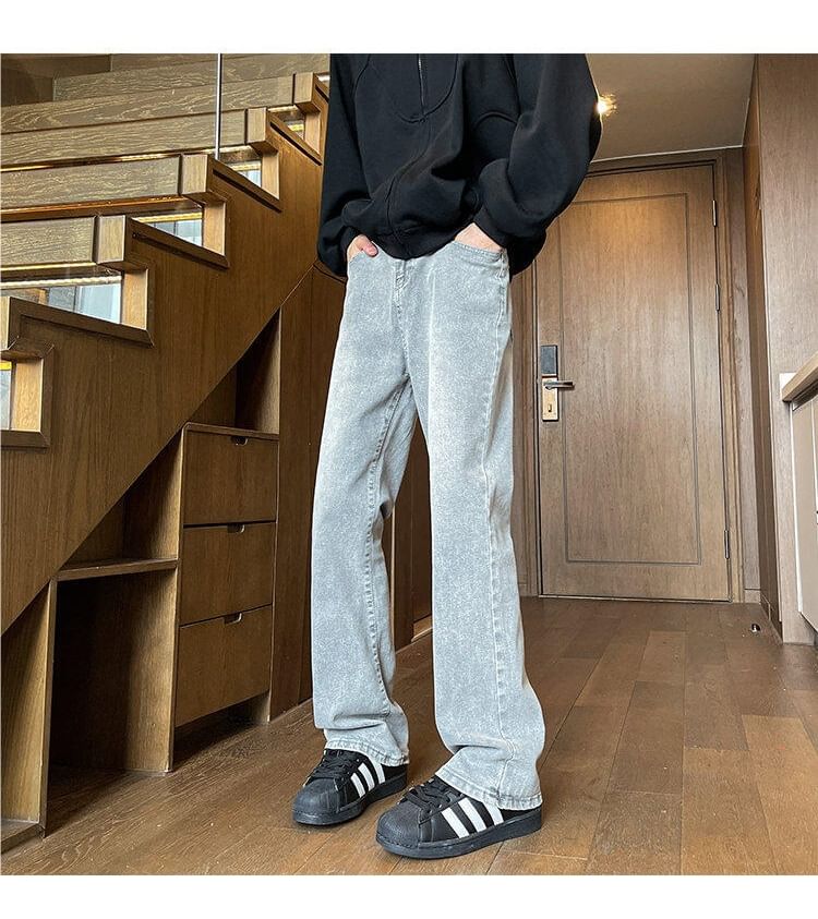 Sheck - Mid Rise Washed Straight Leg Jeans (diverse designs)