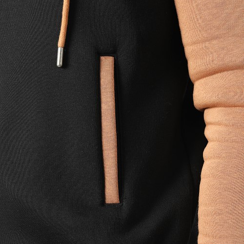 Veste Teddy Zippée A Capuche 2812 Noir Camel