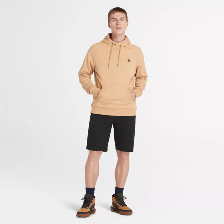 Sweat à capuche à envers bouclé pour homme en jaune clair