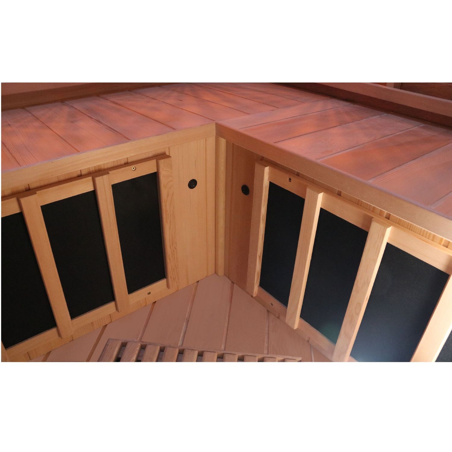 Dewello® Infrarotkabine Infrarotsauna LAKEFIELD 140cm x 140cm inkl. 5 Vollspektrumstrahler, 4 Karbonstrahler, 3 Personen