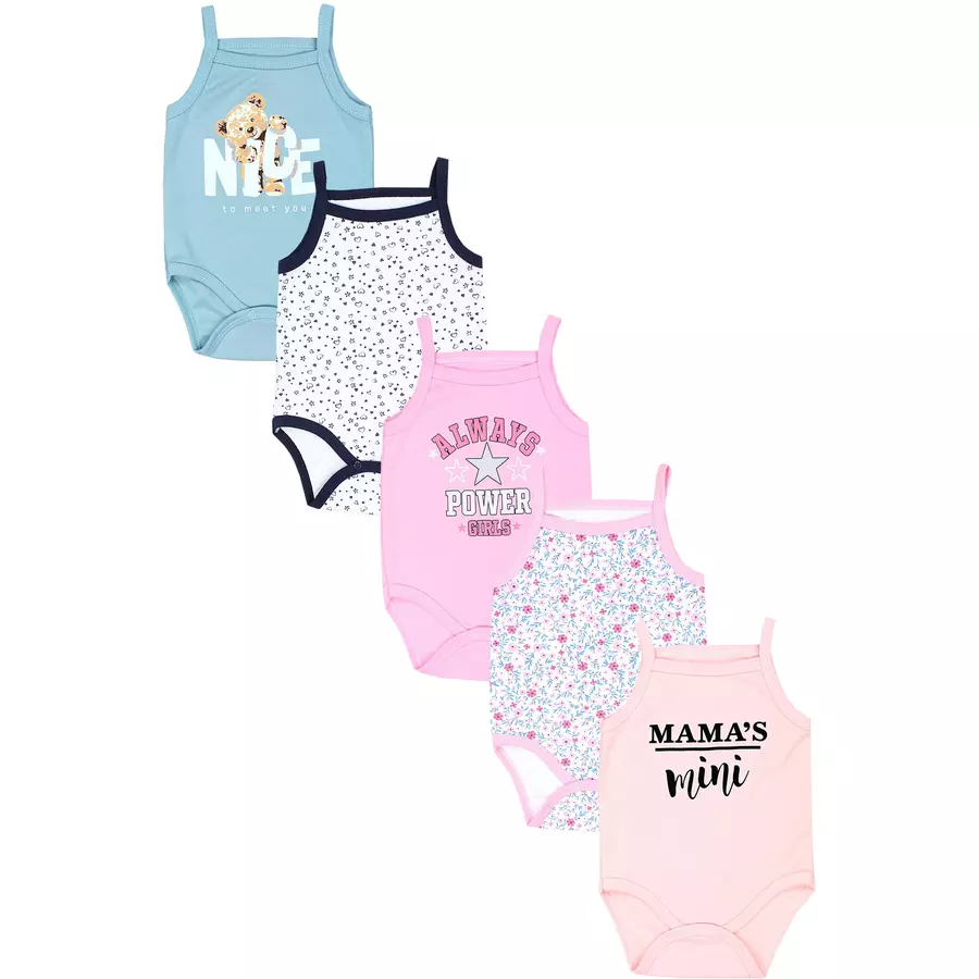 TupTam Mädchen Babybody mit Spagettiträger Sommer 5er Pack rosagrün