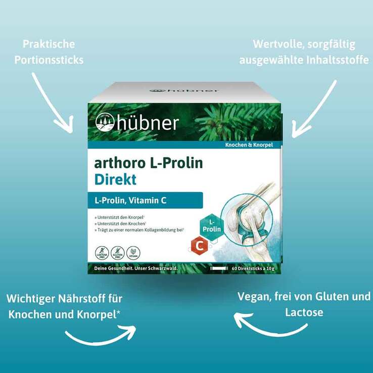 Hübner arthoro L-Prolin Direkt Pulver, 60X10 g