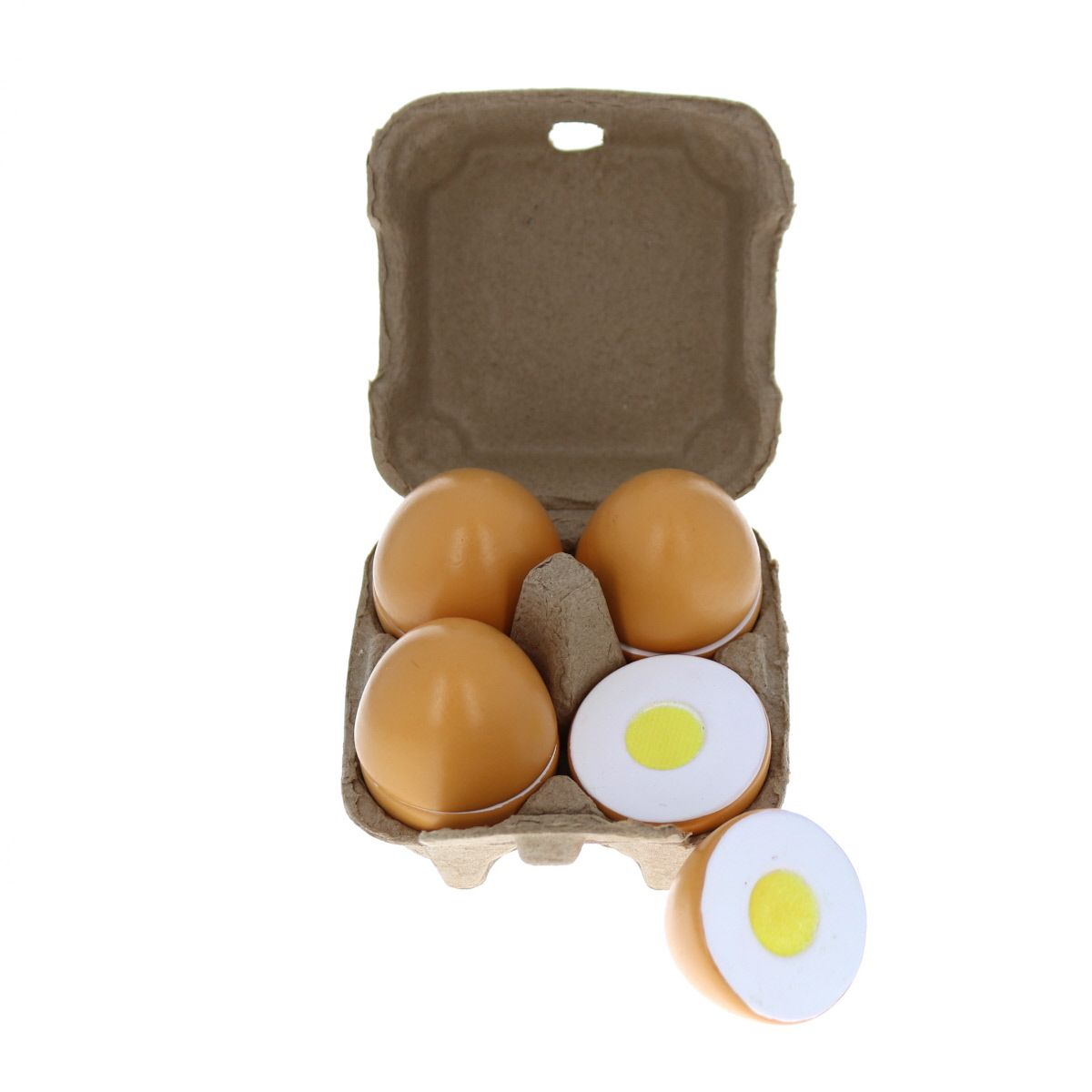 Boite de 4 oeufs en bois Mercredi et Patati