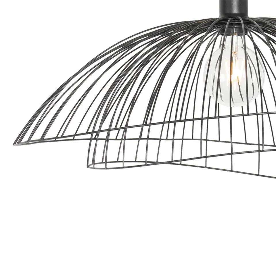 Qazqa hanglampen pua zwart e27