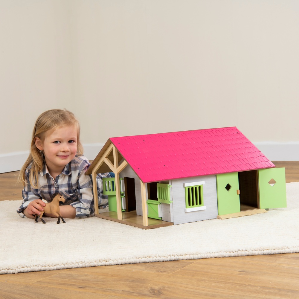 Pferdestall-Set aus Holz, Maßstab 1:24