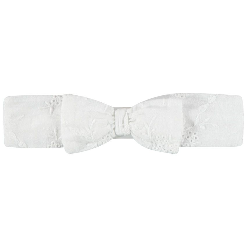 Bandeau nœud en broderie anglaise pour bébé fille - Blanc