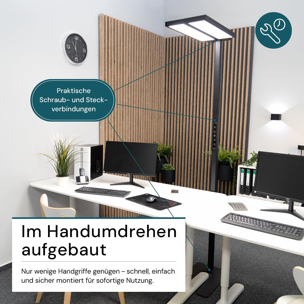 LUXULA LED Büro Stehlampe DUO, dimmbar, CRI>98 Vollspektrum, UGR