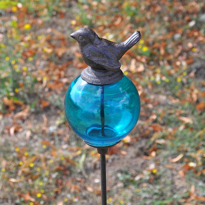 Tuteur boule oiseau bleu queue haute 10x117cm