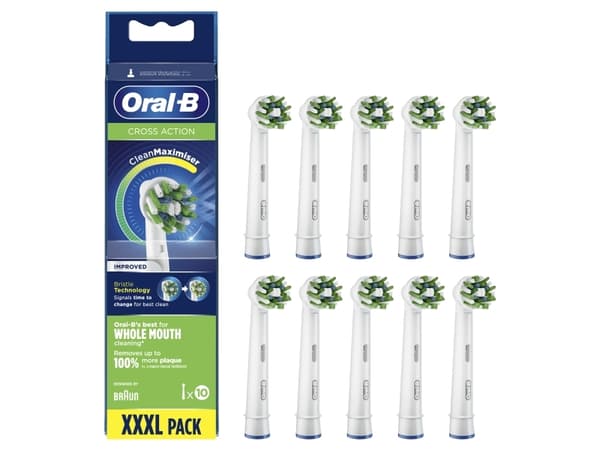 Oral-B Tannbørsteerstatning Cross Action Clean Maximiser Hoder, Voksen, Antall børstehoder inkludert 10, Hvit