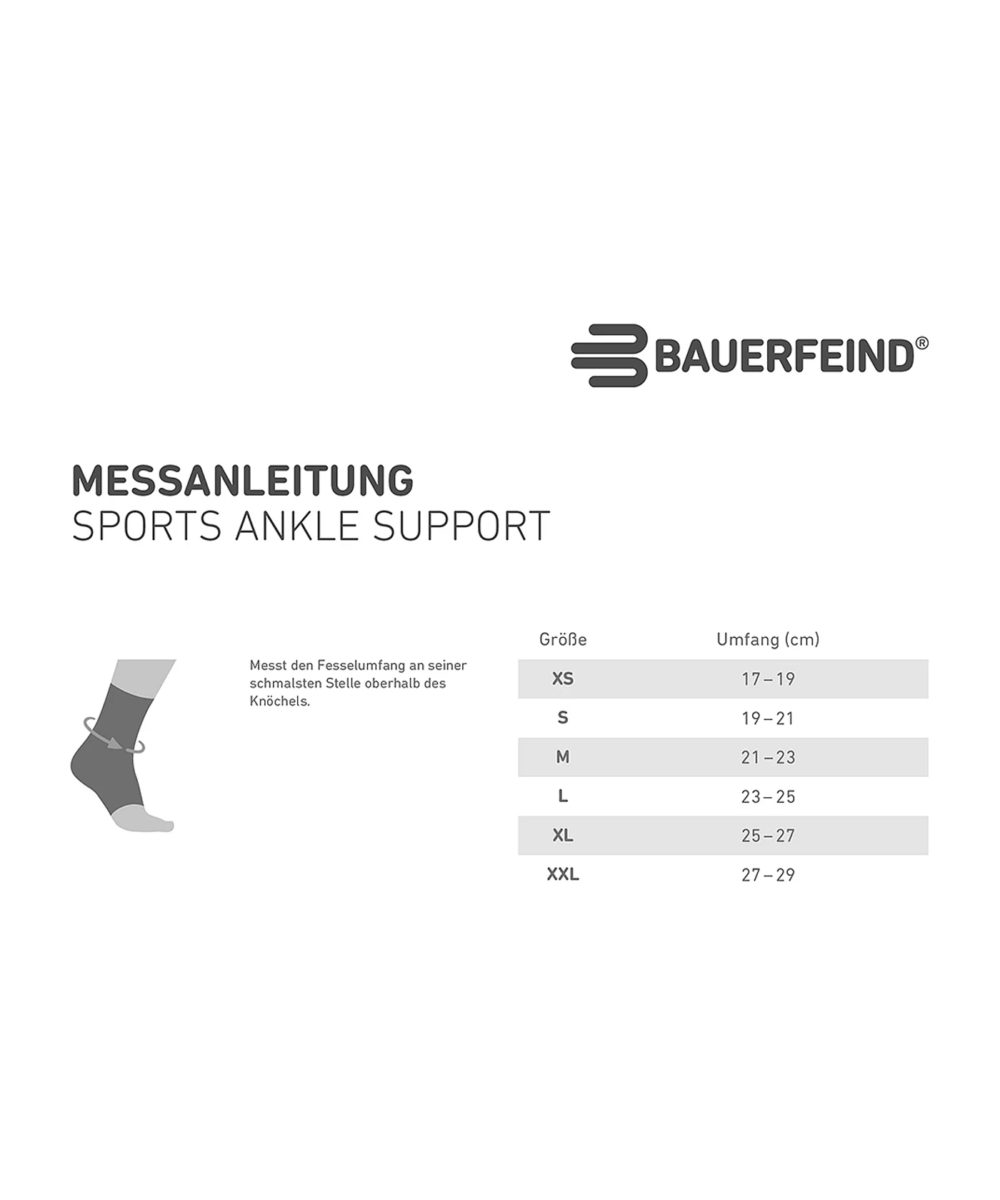 Bauerfeind Ankle Support Bandage Rechts Schwarz