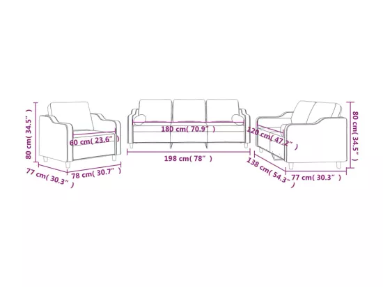 Ensemble de canapés 3 pcs coussins gris clair tissu