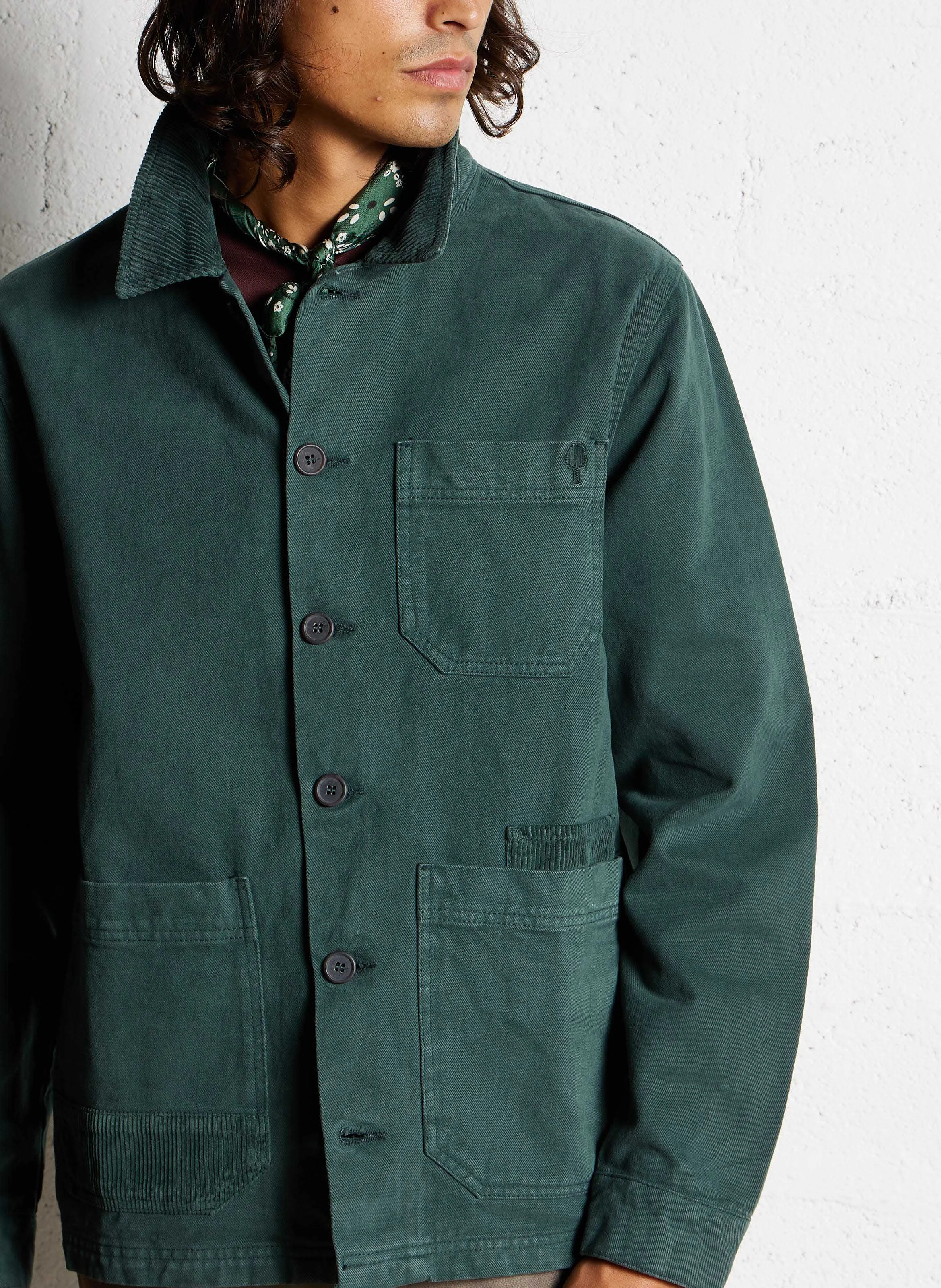 GAVRE - Veste col classique en coton | Vert