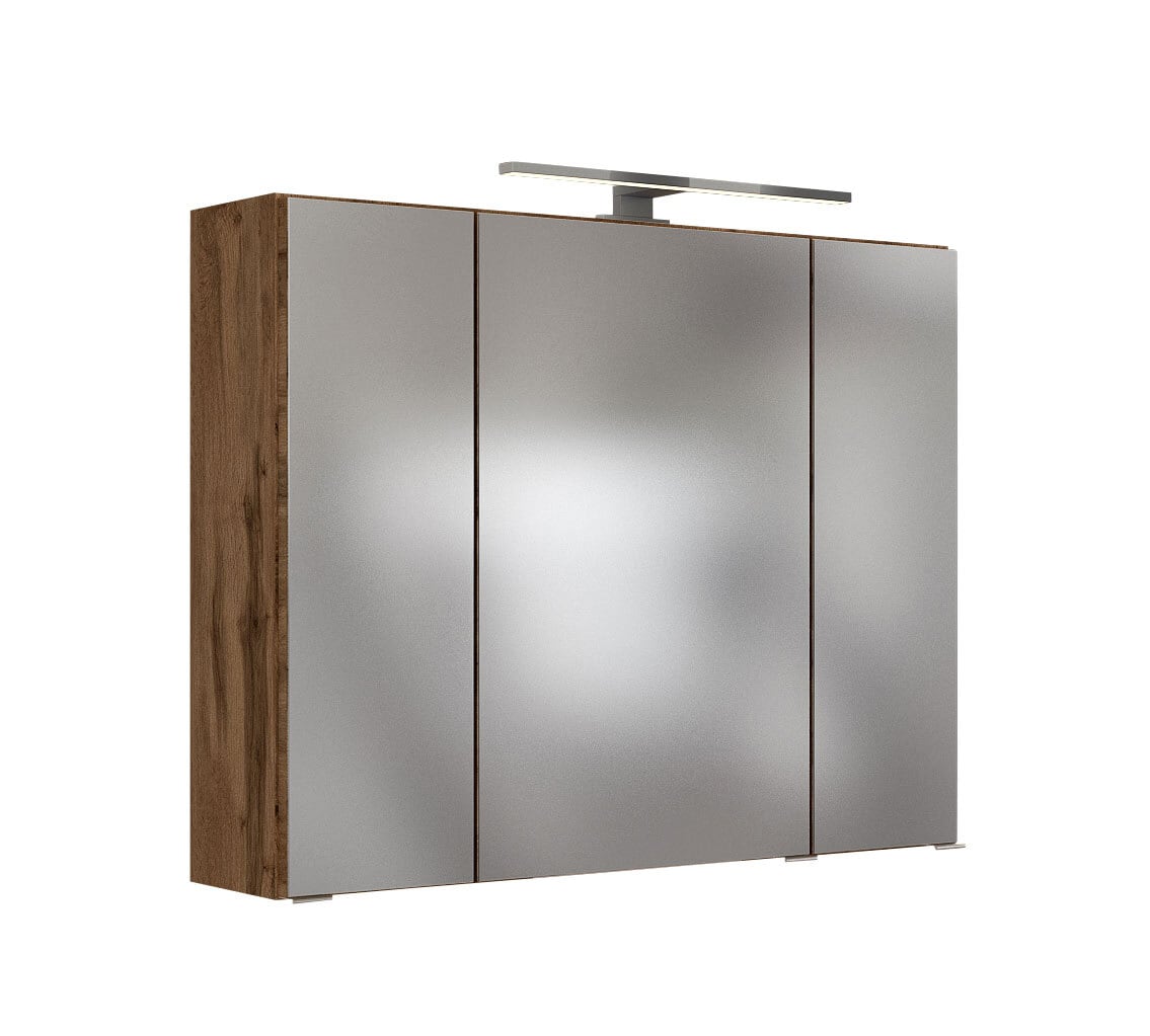 Spiegelschrank Baabe 80 x 66 cm grau / graphit NB LED Beleuchtung