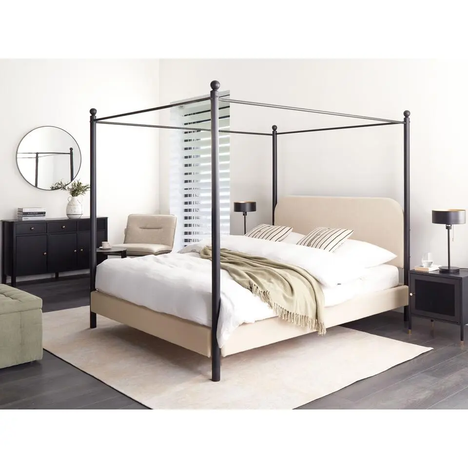 DANNEMOIS - Tweepersoonsbed - Beige - 160x200 cm - Bouclé