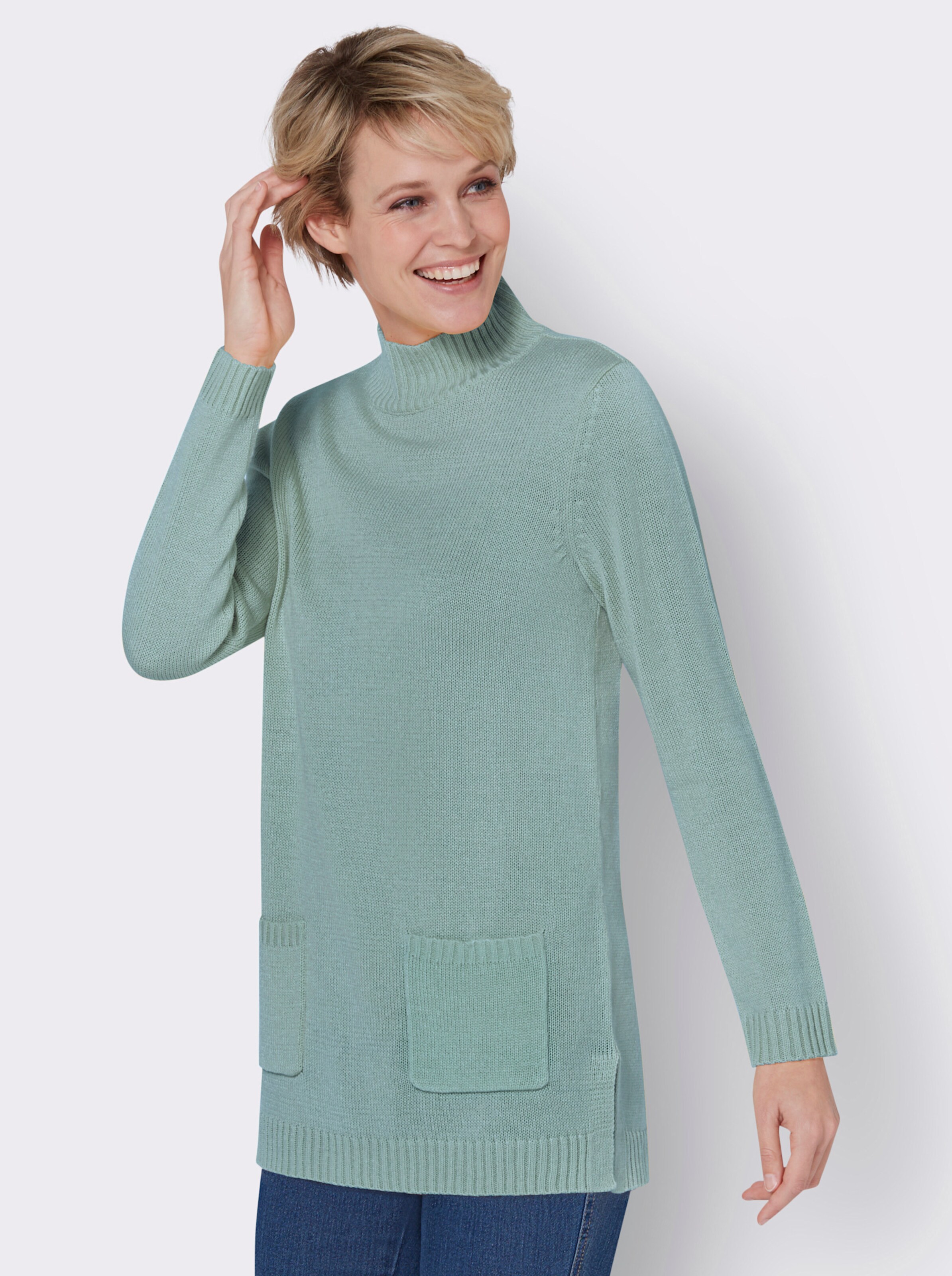 Longpullover mit Stehkragen