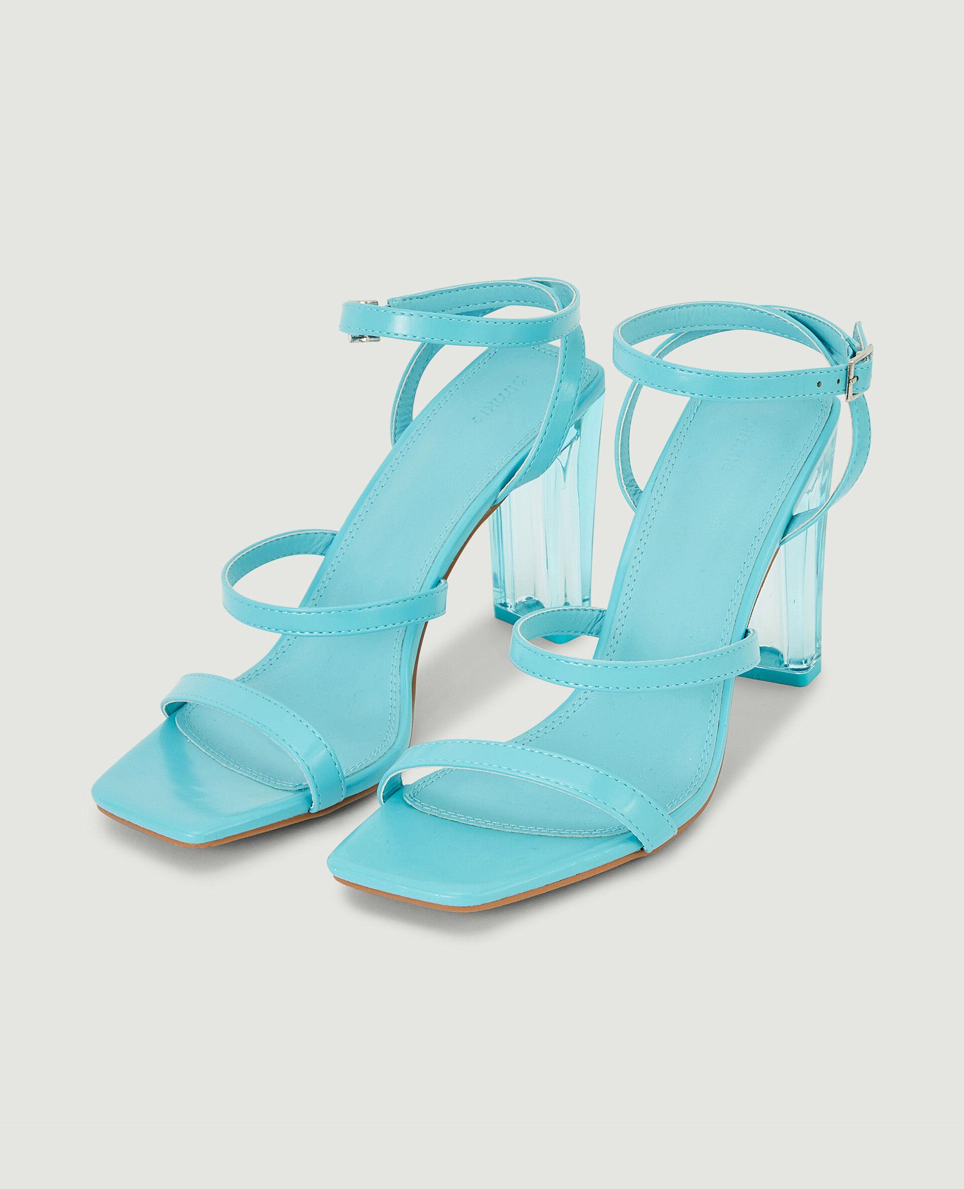 Sandales avec talon plexi - Bleu