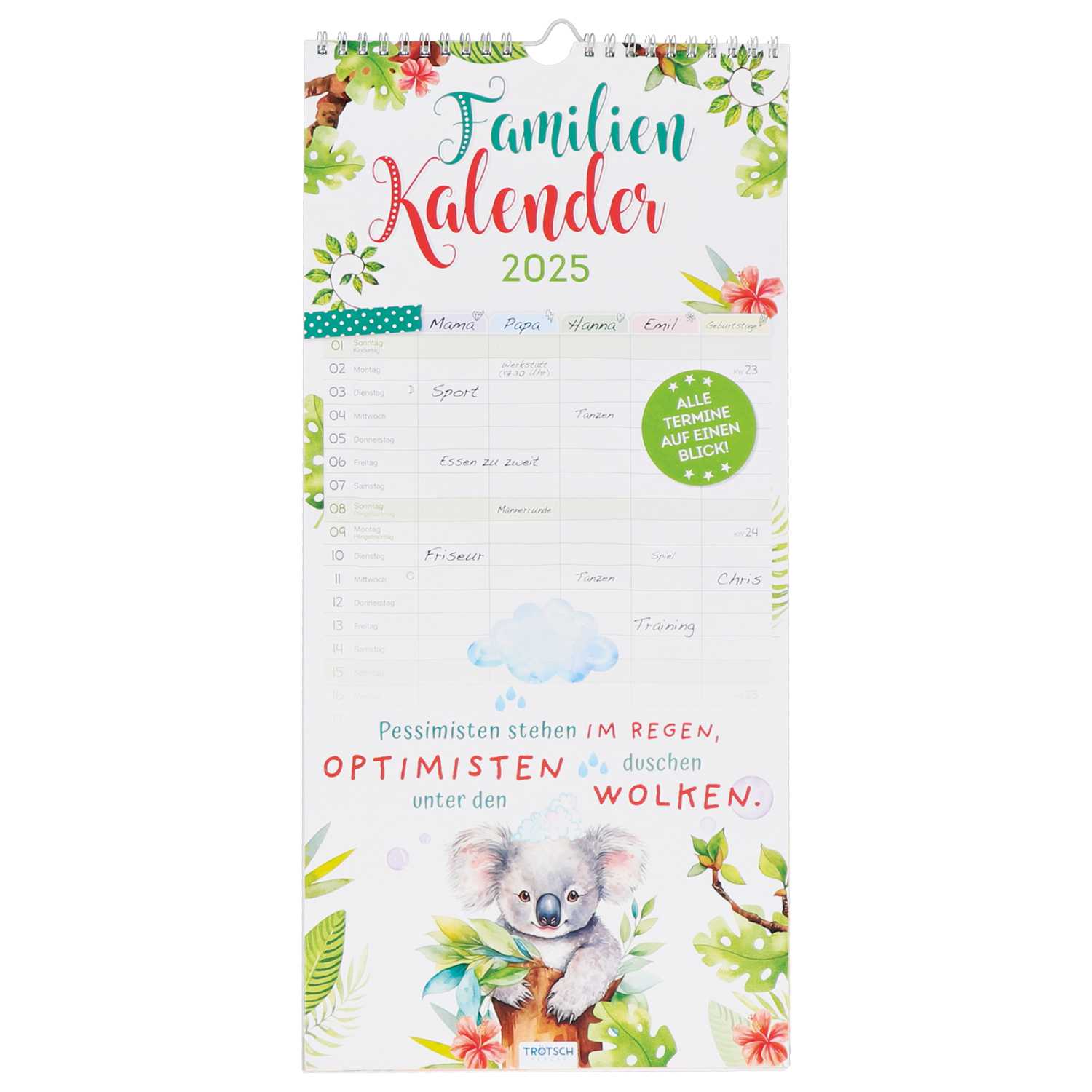 Familienplaner 2024 Tiere und Blumen