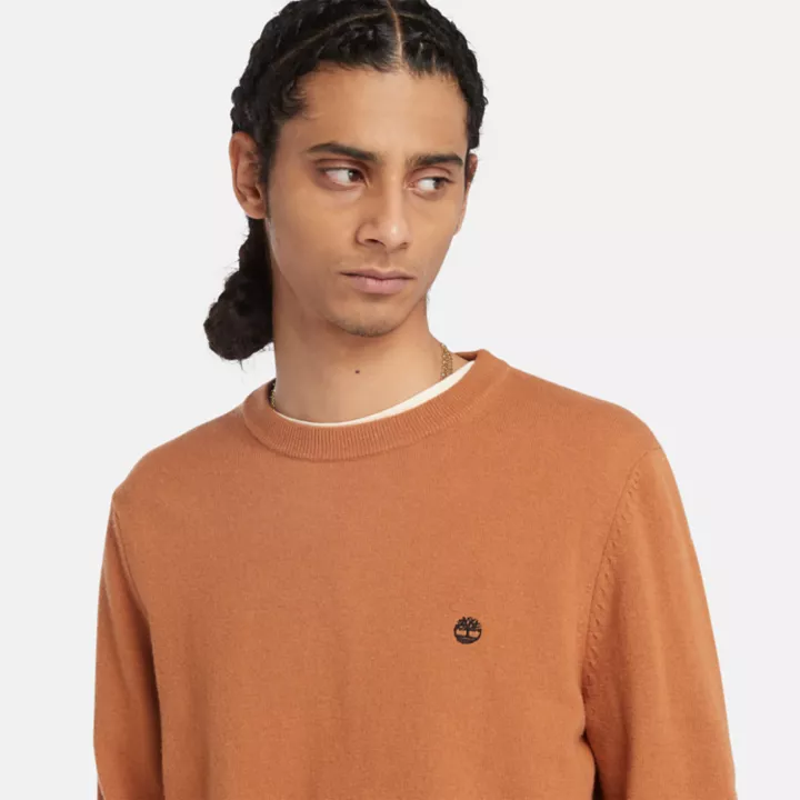 Suéter Cohas Brook de gola redonda para homens na cor marrom.